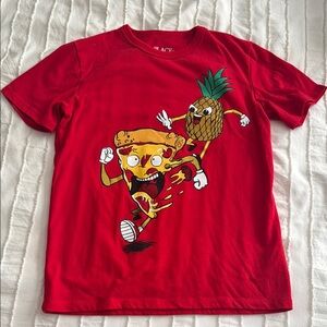 The Children's Place Red Tee with Pizza and Pineapple Graphic